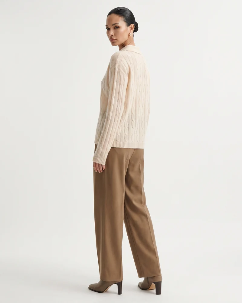 Dina Cashmere & Mulberry Silk Long Sleeve Polo Oversized
