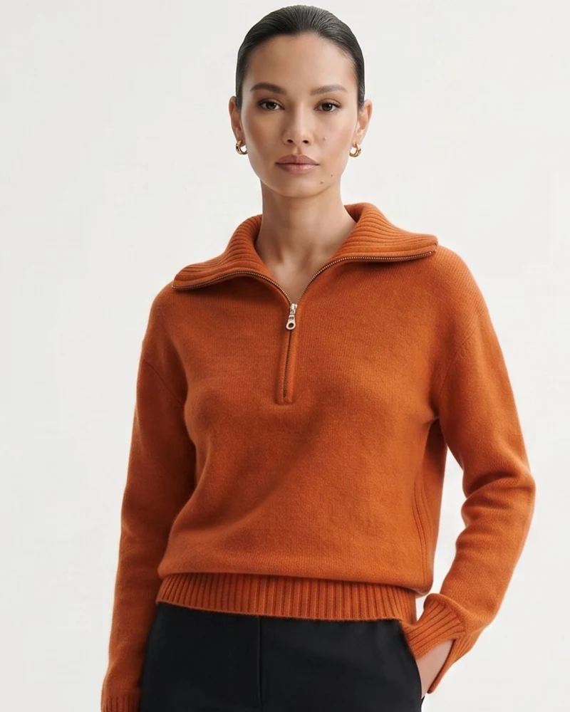 Georgina Zipper Cashmere Sweater