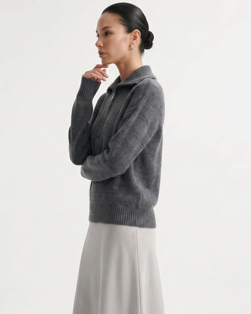 Georgina Zipper Cashmere Sweater