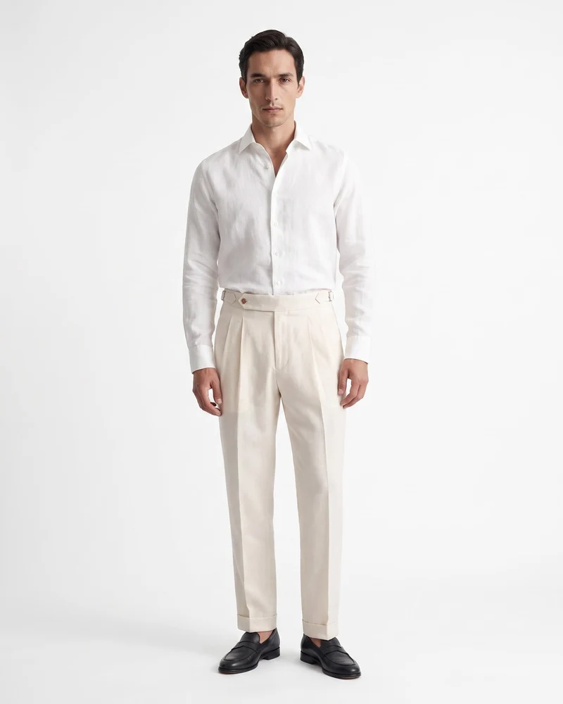 Napoli Neapolitan High-Waist Pleated Trousers Wrinkle-Resistant
