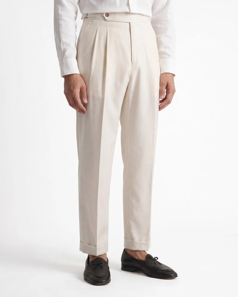 Napoli Neapolitan High-Waist Pleated Trousers Wrinkle-Resistant
