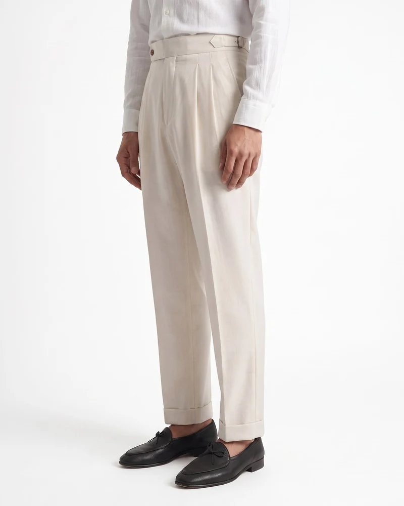 Napoli Neapolitan High-Waist Pleated Trousers Wrinkle-Resistant