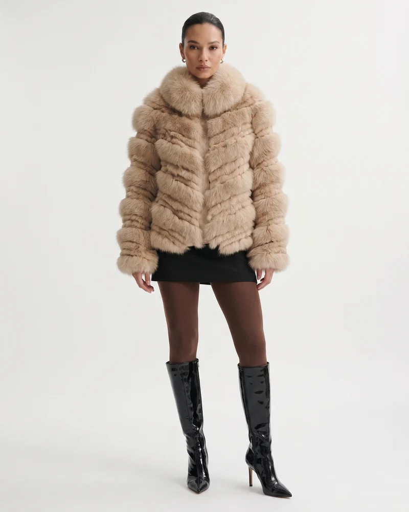 High-End Real Fox Fur Jacket Double-Sided Fur Coat
