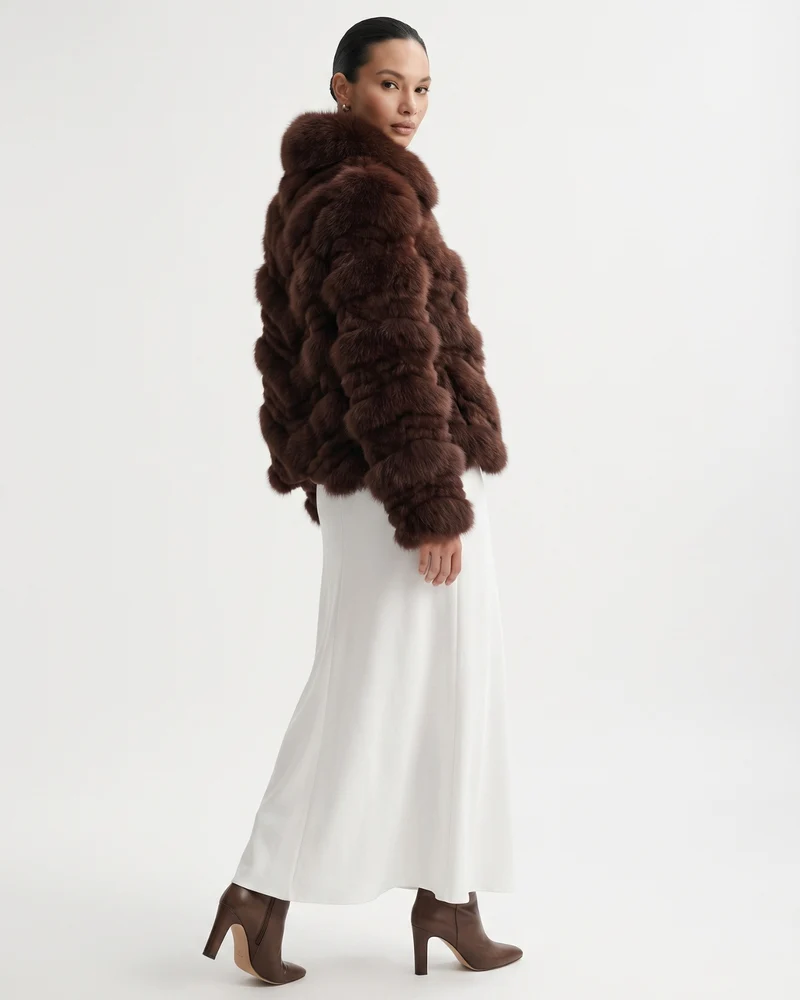 High-End Real Fox Fur Jacket Double-Sided Fur Coat
