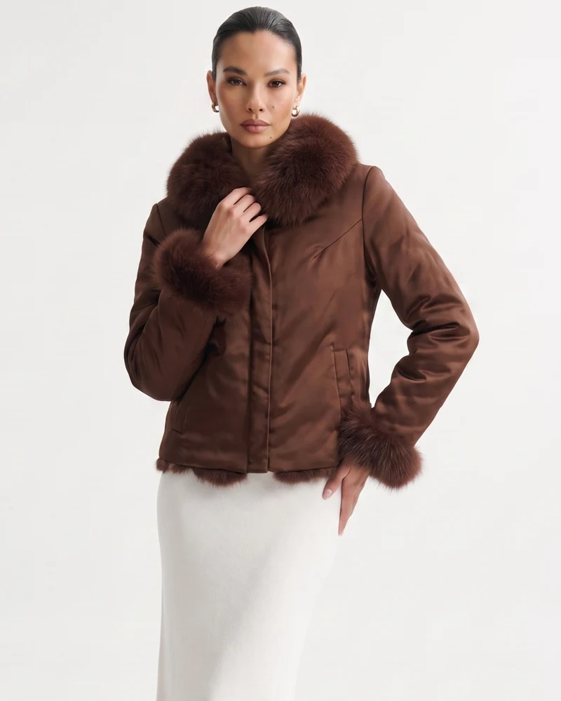 High-End Real Fox Fur Jacket Double-Sided Fur Coat
