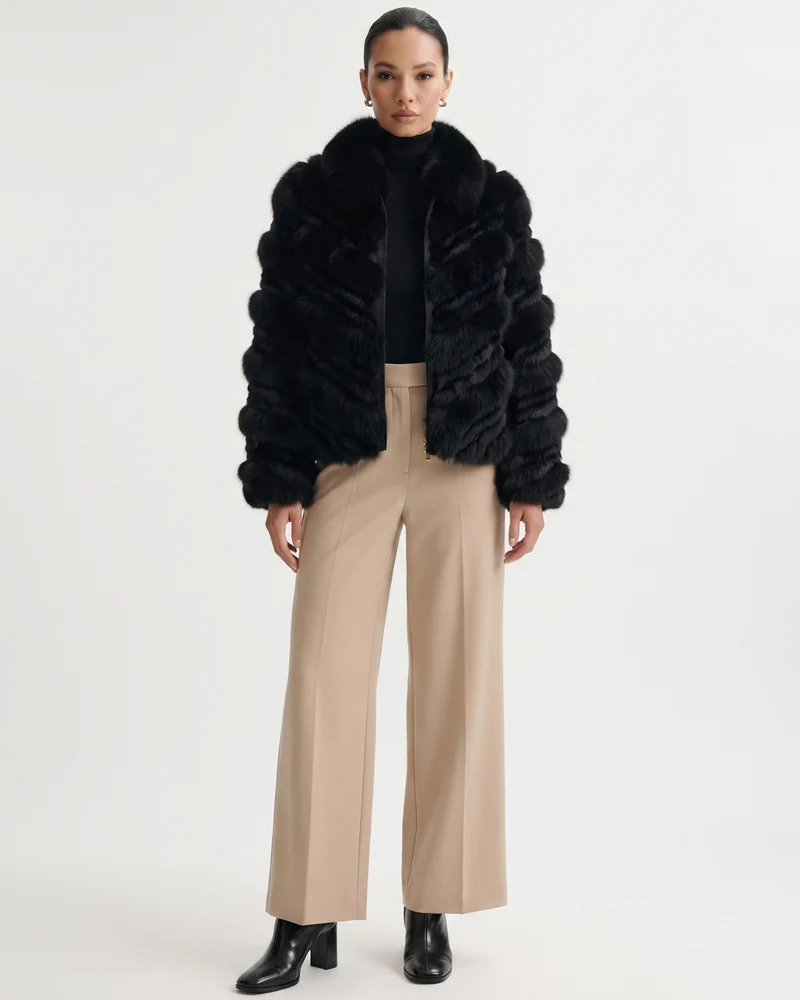 High-End Real Fox Fur Jacket Double-Sided Fur Coat