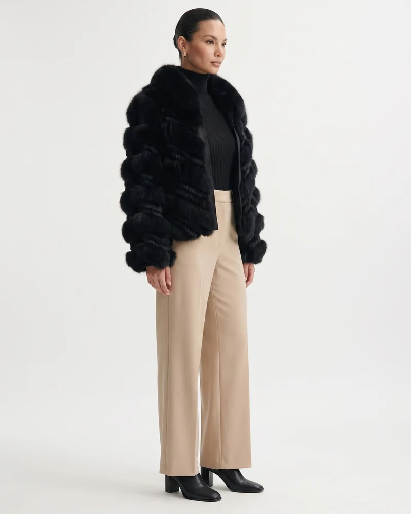 High-End Real Fox Fur Jacket Double-Sided Fur Coat