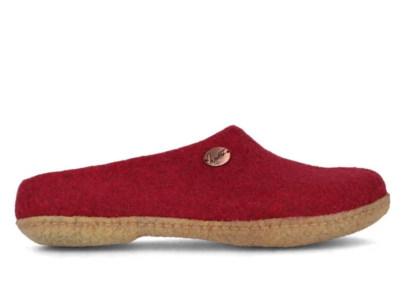 Filzpantoffeln mit Einlagen & Gummisohle Classic, dunkelrot