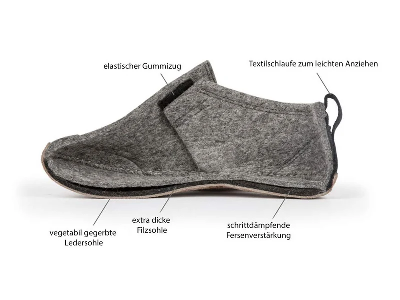 Taiga – hoher Filzhausschuh aus Wolle mit Ledersohle, beige