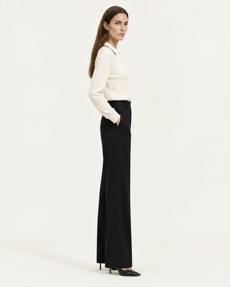 Collared Cable Knit Cashmere Sweater Polo