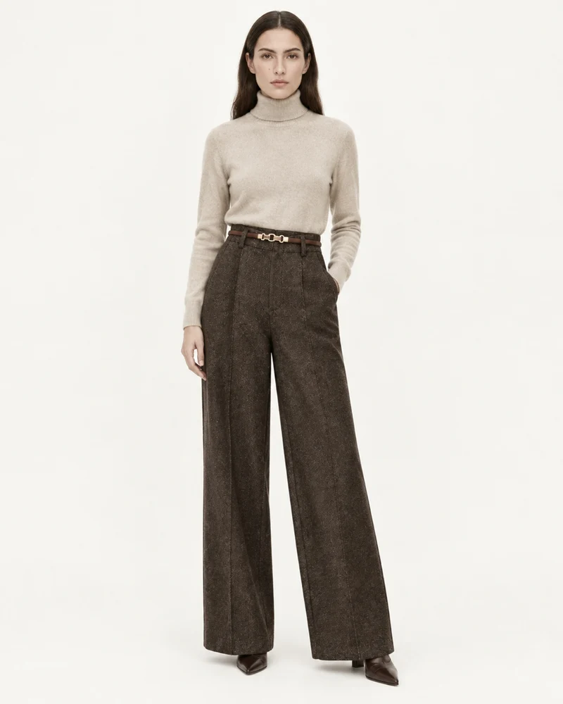 Woman Heavyweight Straight Leg Wool Pants
