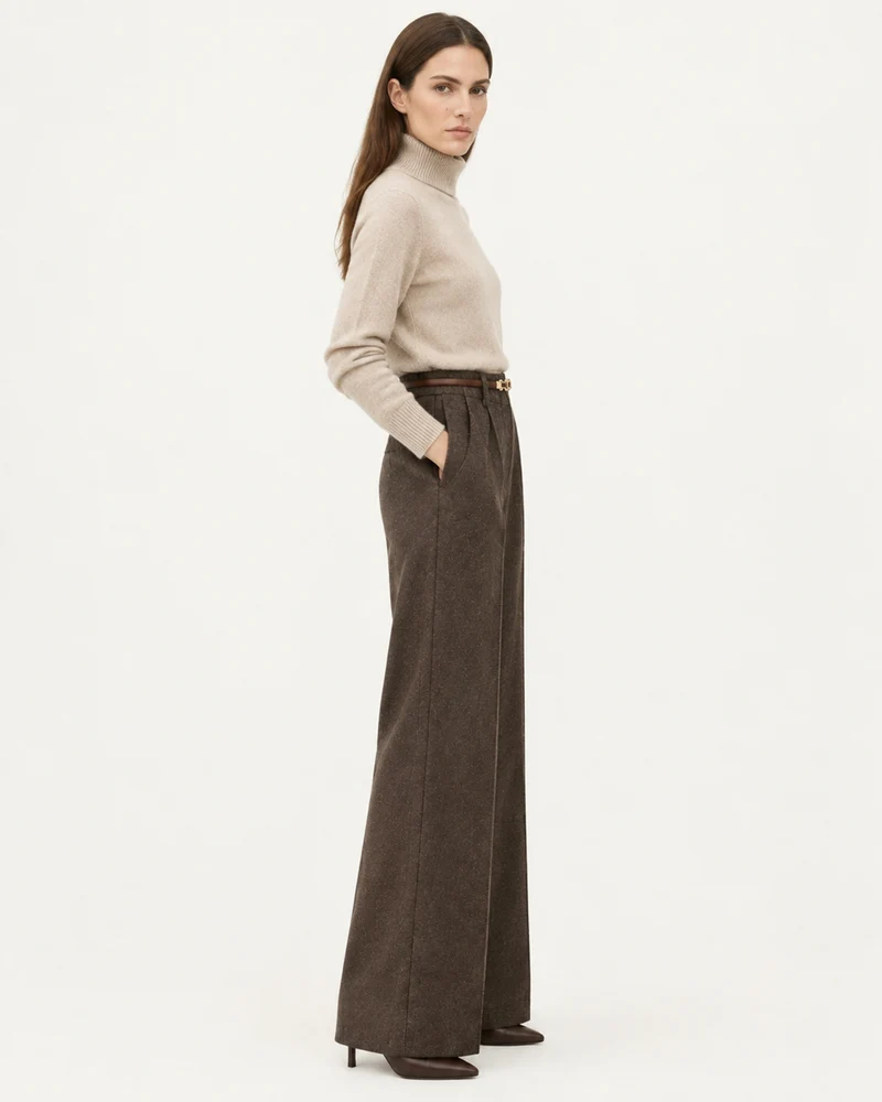 Woman Heavyweight Straight Leg Wool Pants