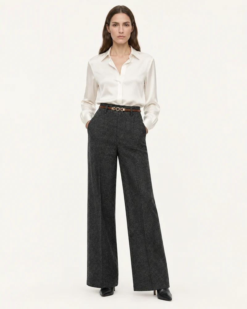 Woman Heavyweight Straight Leg Wool Pants