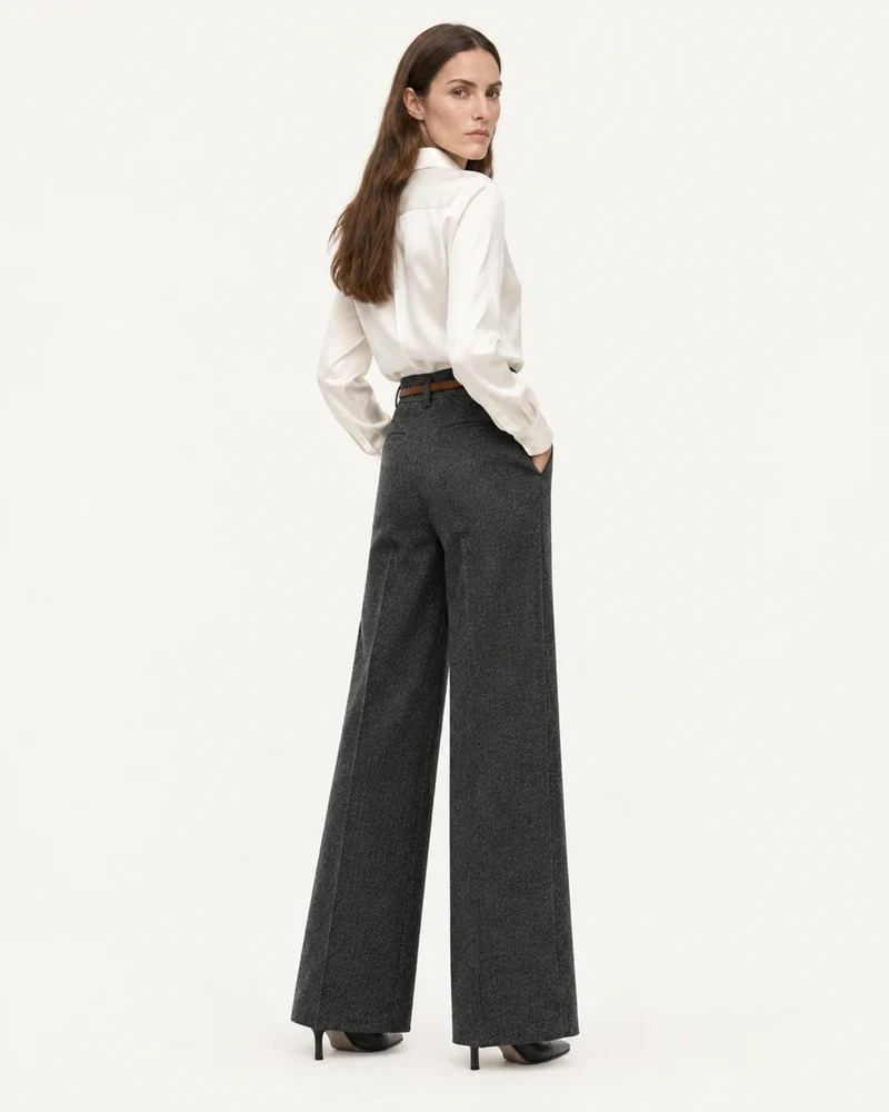 Woman Heavyweight Straight Leg Wool Pants