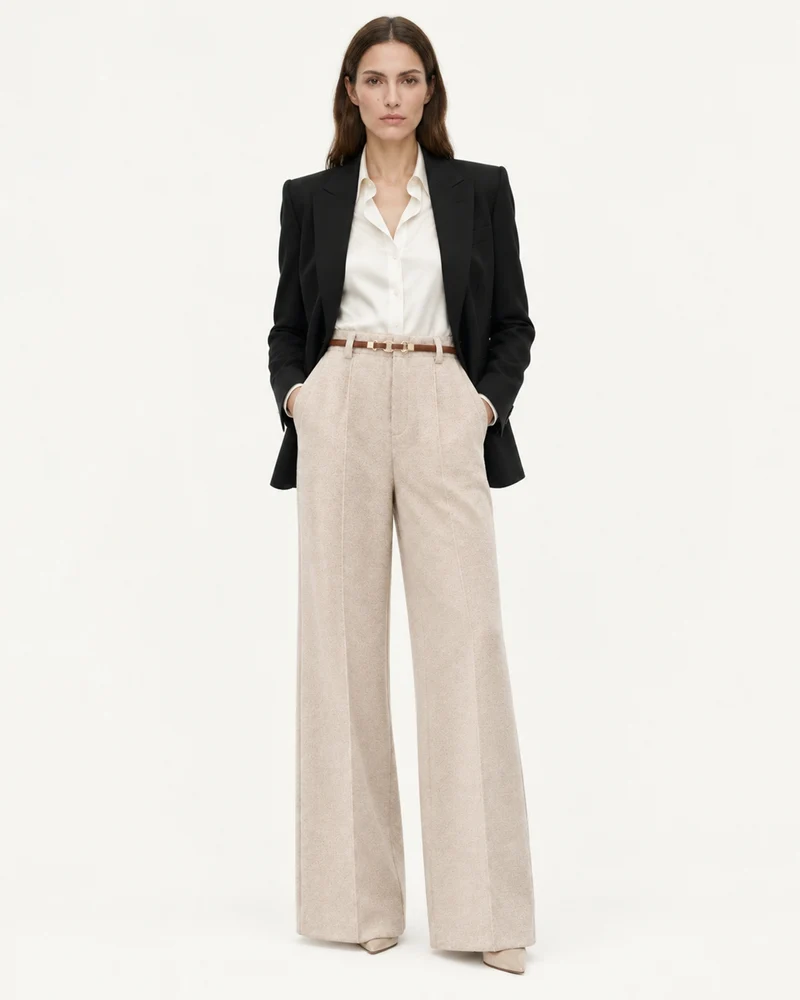 Woman Heavyweight Straight Leg Wool Pants