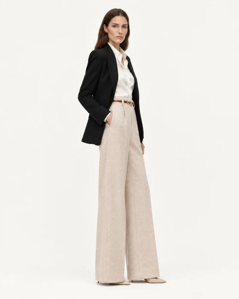 Woman Heavyweight Straight Leg Wool Pants
