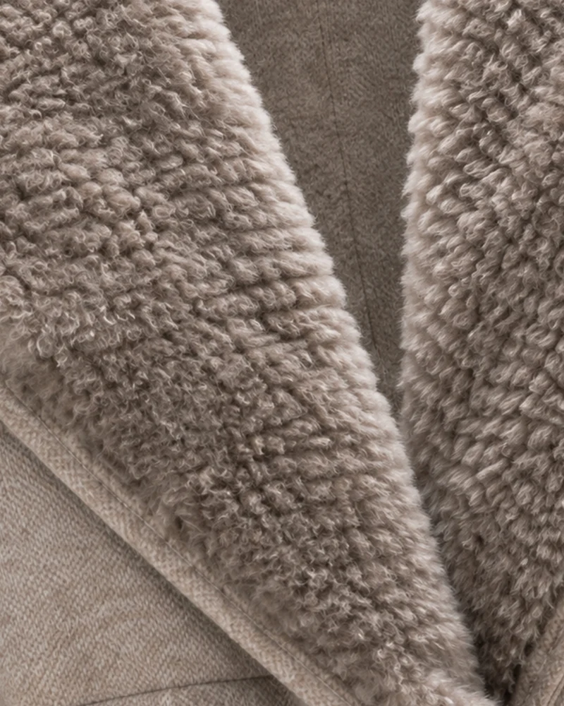 Mid-Length Goose Down Jacket with Mink Hood