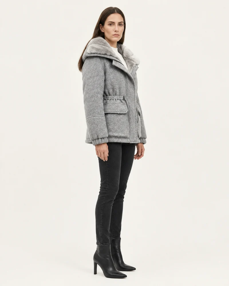 Rex Rabbit Fur Lined Leather Parka Jacket