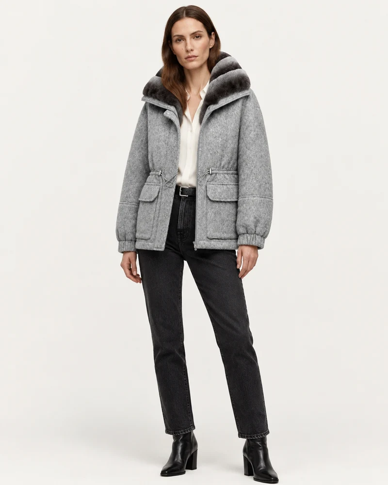 Rex Rabbit Fur Lined Leather Parka Jacket