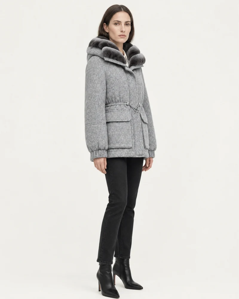 Rex Rabbit Fur Lined Leather Parka Jacket