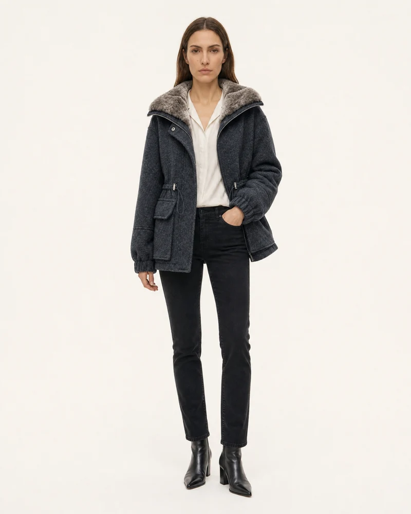 Rex Rabbit Fur Lined Leather Parka Jacket