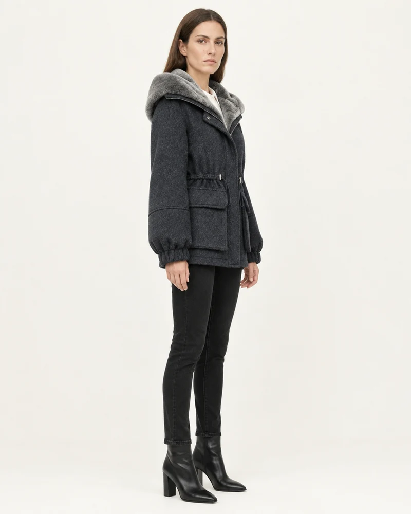Rex Rabbit Fur Lined Leather Parka Jacket