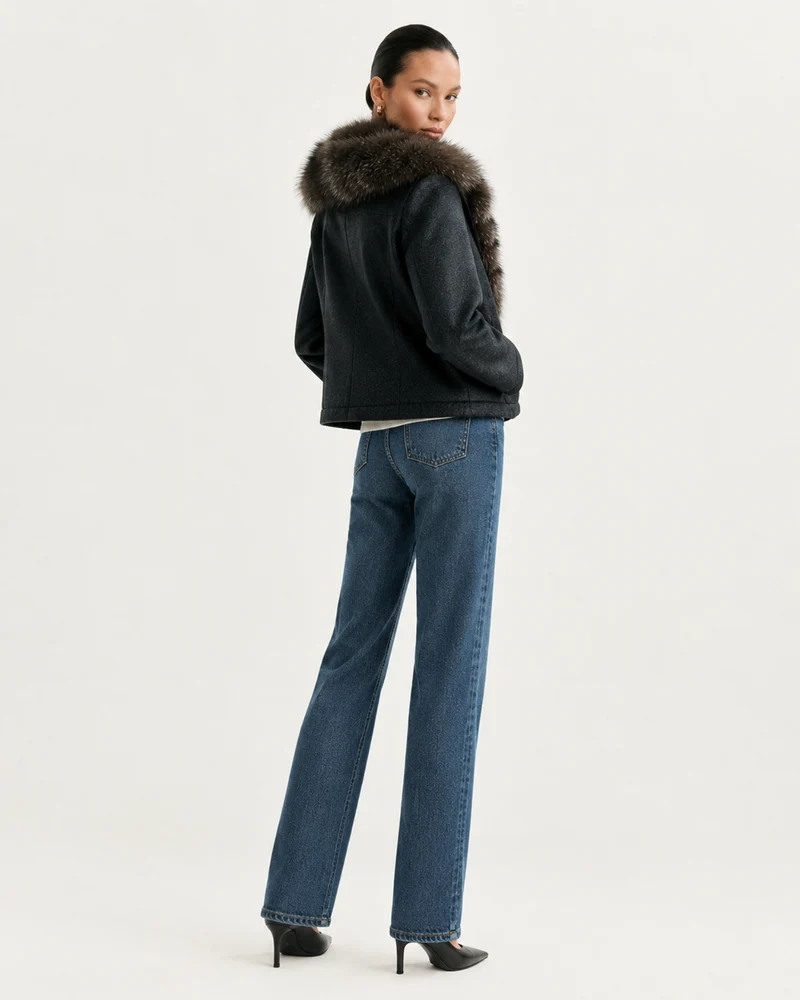Lina Mid-Length Genuine Leather Shearling Coat