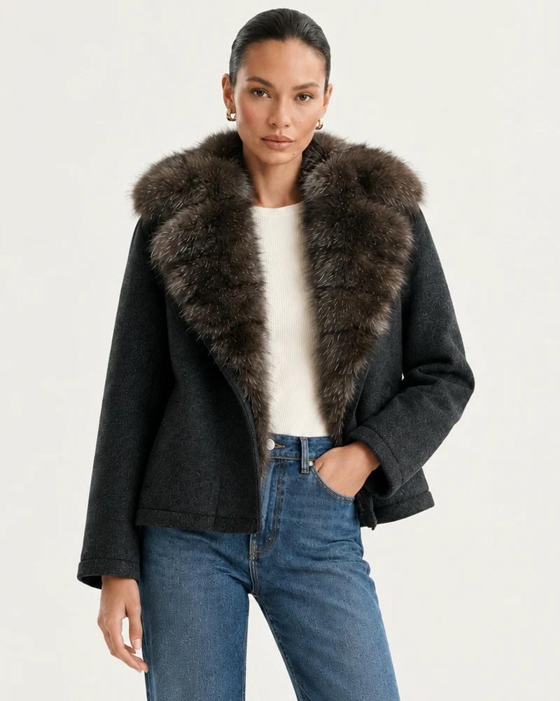 Lina Mid-Length Genuine Leather Shearling Coat