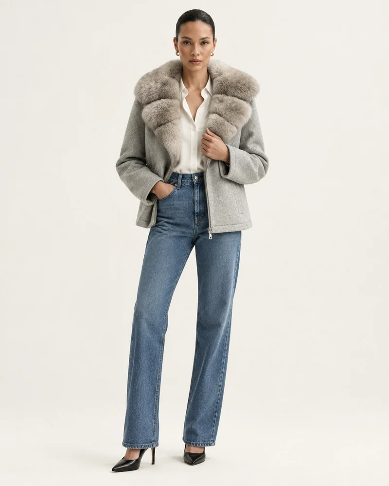 Lina Mid-Length Genuine Leather Shearling Coat