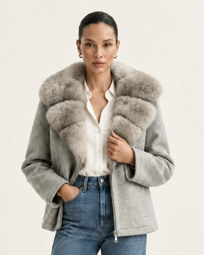 Lina Mid-Length Genuine Leather Shearling Coat