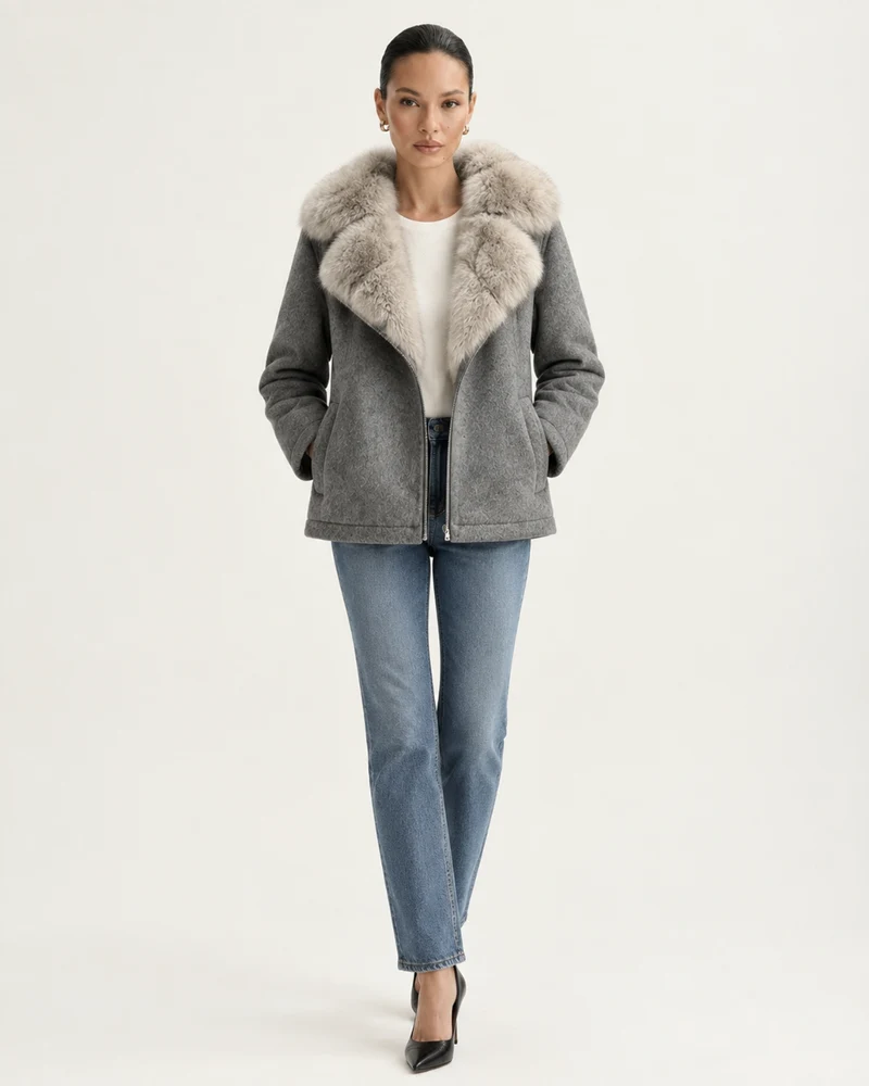 Lina Mid-Length Genuine Leather Shearling Coat
