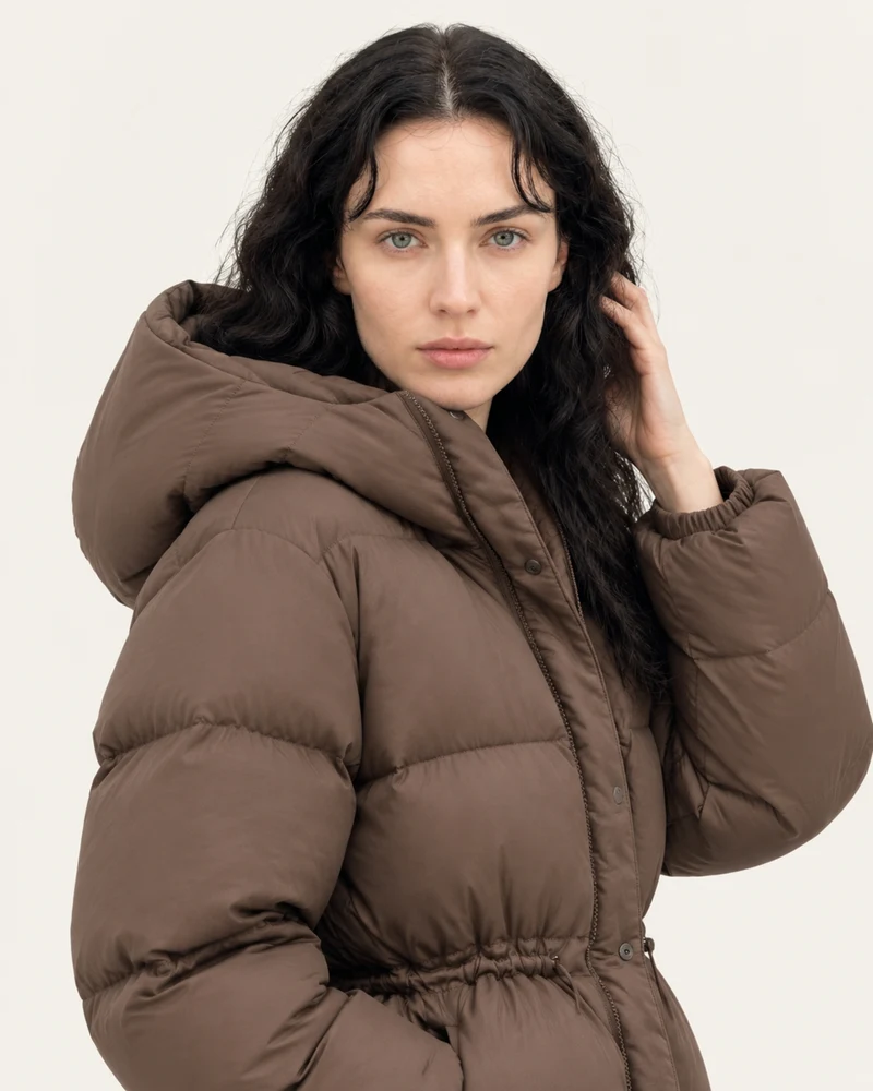 New York Mid-Length Hooded Goose Down Puffer Jacket