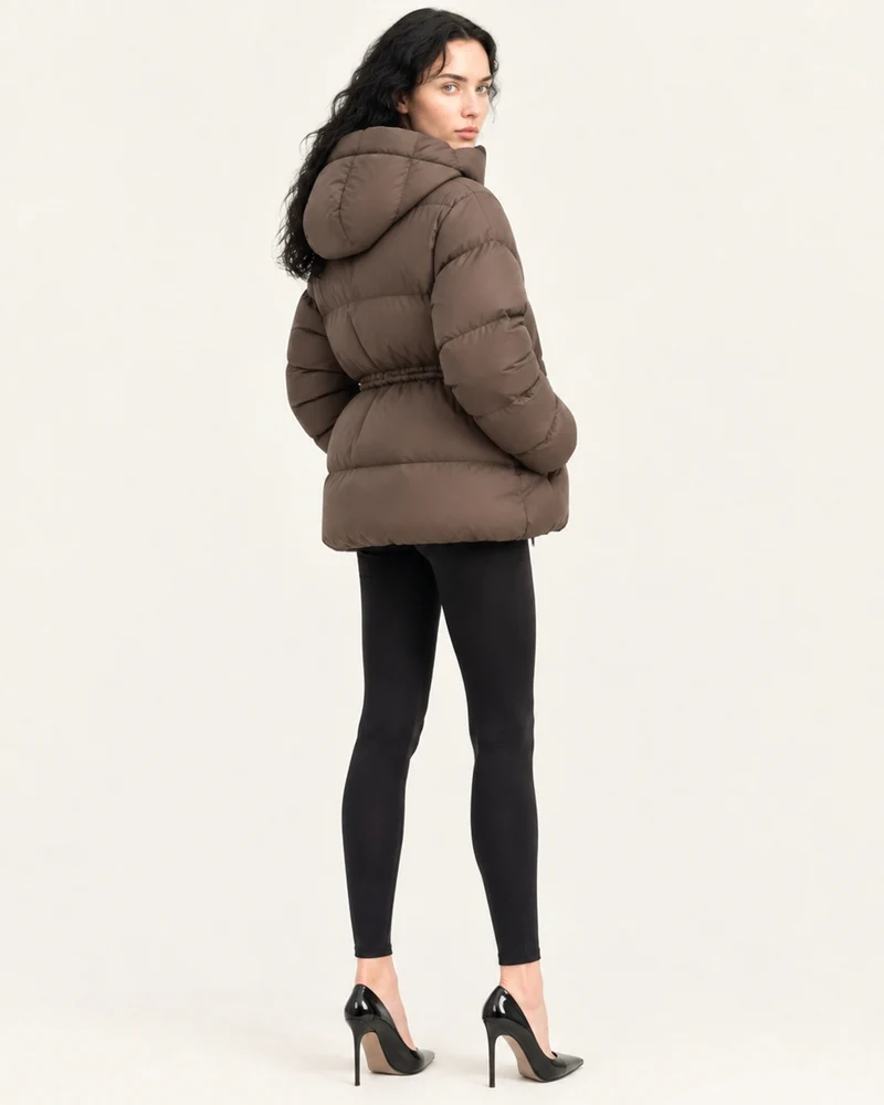 New York Mid-Length Hooded Goose Down Puffer Jacket