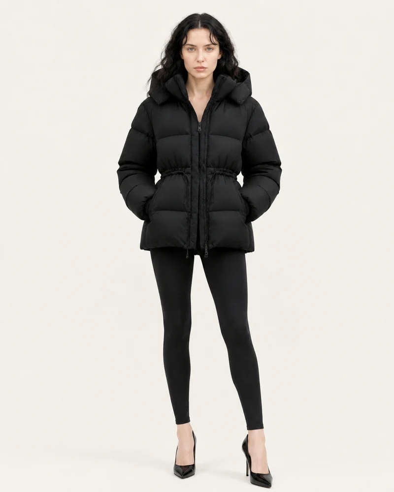 New York Mid-Length Hooded Goose Down Puffer Jacket
