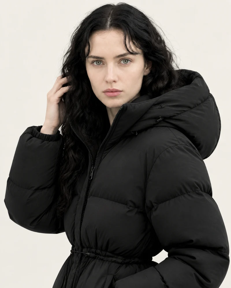 New York Mid-Length Hooded Goose Down Puffer Jacket