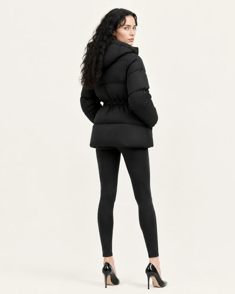 New York Mid-Length Hooded Goose Down Puffer Jacket