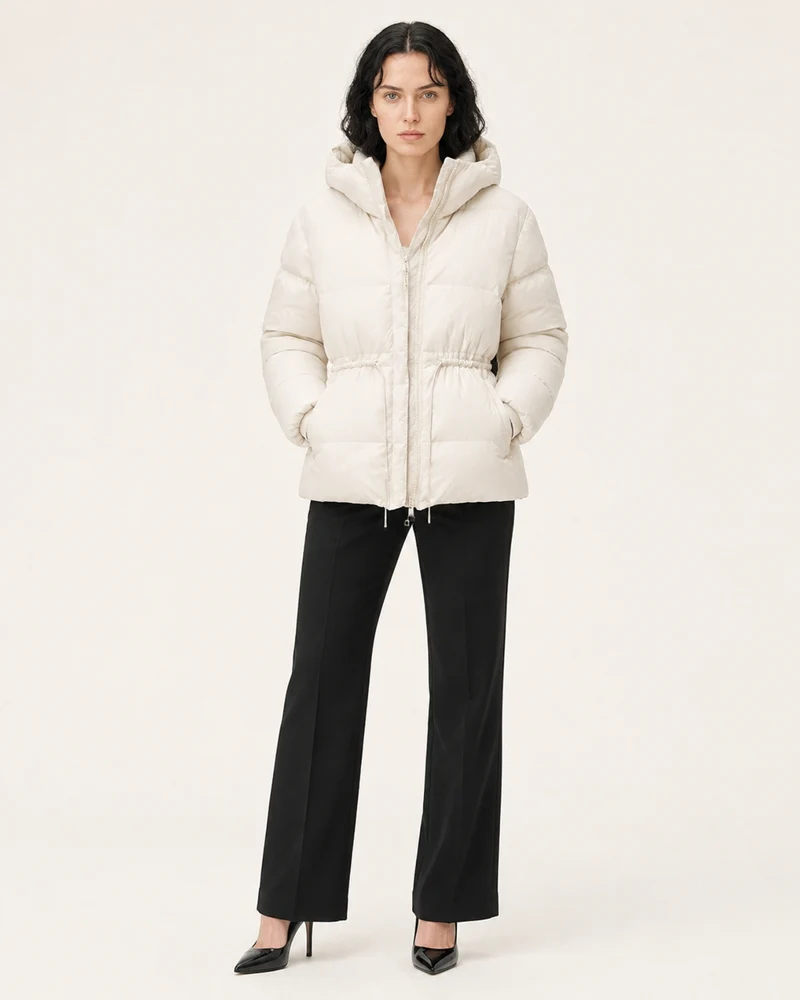 New York Mid-Length Hooded Goose Down Puffer Jacket