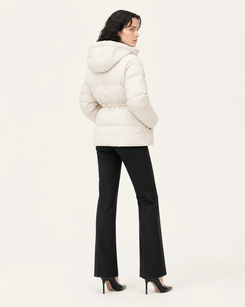 New York Mid-Length Hooded Goose Down Puffer Jacket