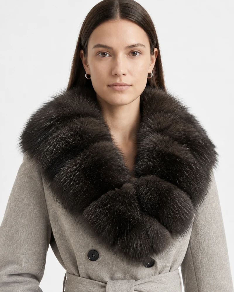 Relaxed Fit Heavyweight Down Coat with Fur Collar Shorter