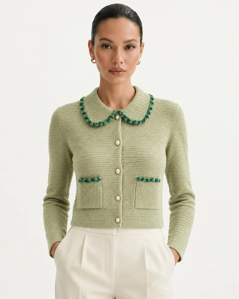 Limited Edition Cashmere Collared Desinger Cardigan