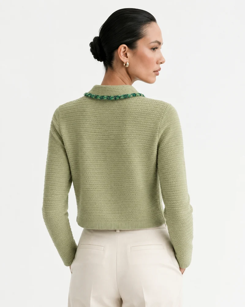 Limited Edition Cashmere Collared Desinger Cardigan