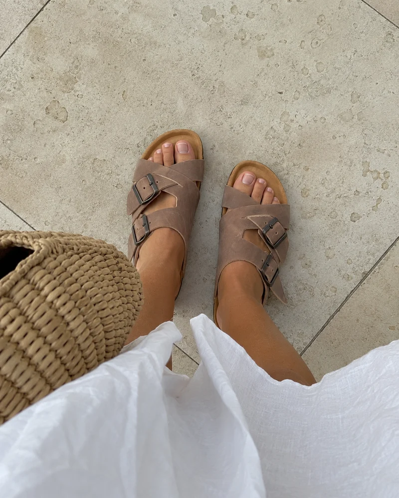 Tuffeln Borkum Ledersandale, beige
