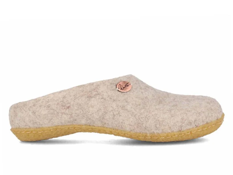 Filzpantoffeln mit Einlagen & Gummisohle Classic, beige