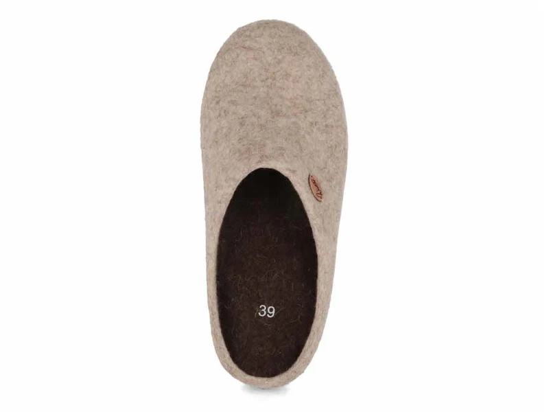 Filzpantoffeln mit Einlagen & Gummisohle Classic, beige
