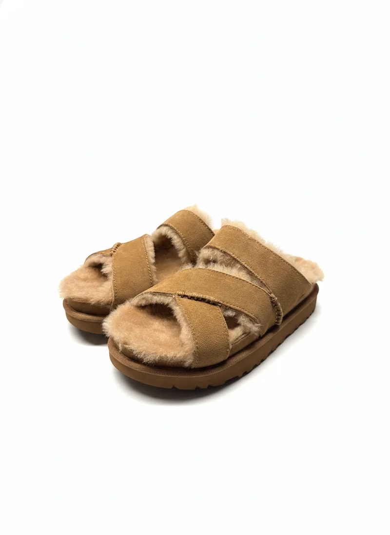 W Greenport Cross Strap Slide chestnut