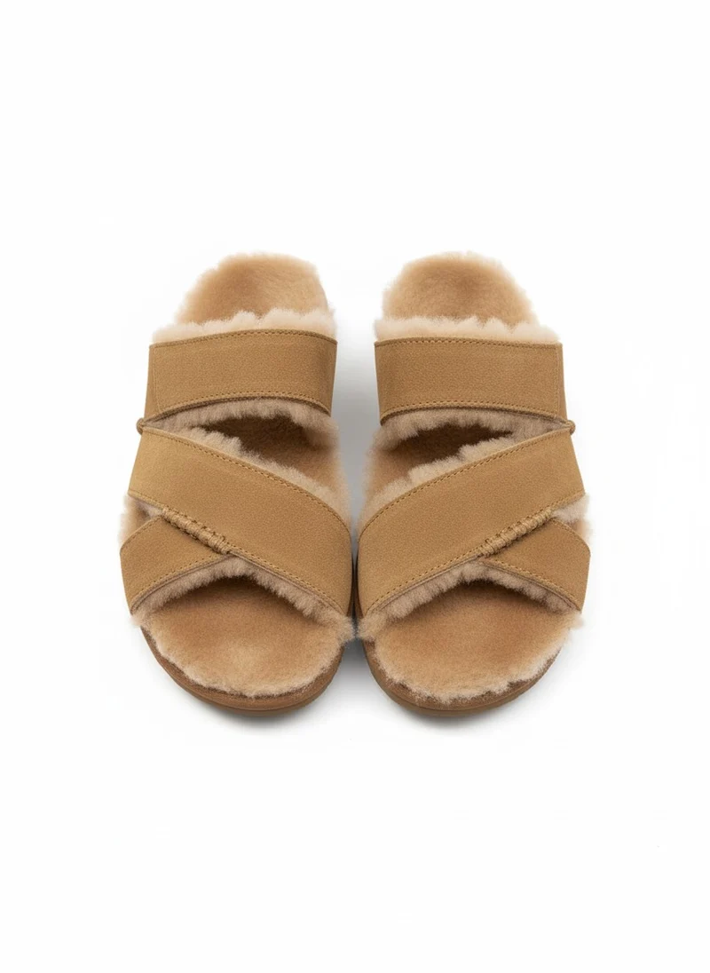W Greenport Cross Strap Slide chestnut