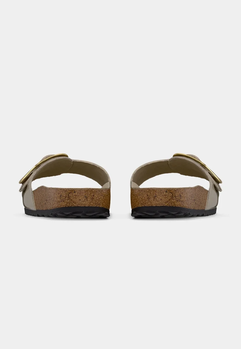 Madrid Big Buckle Natural Leather Patent Women Narrow high-shine oyster