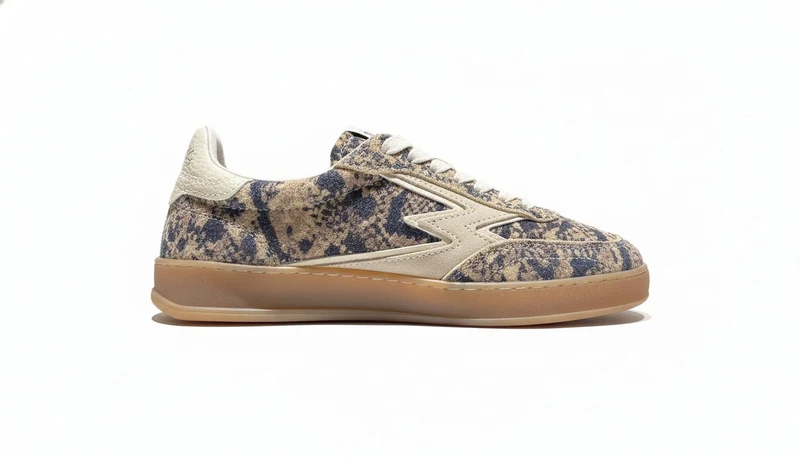 CLUB DELUXE DESERT SNAKE PRINT LONG HAIR SUEDE SAND LOGO pyton printed brown