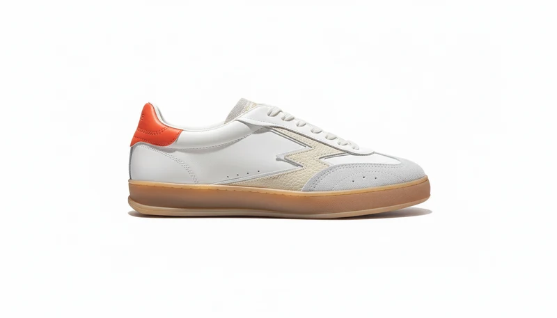CLUB OFF BRUSHED EFFECT LEATHER BACKTAB white orange
