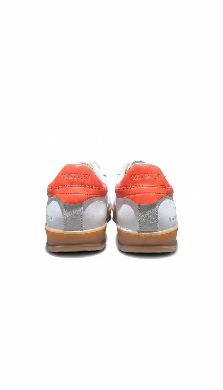 CLUB OFF BRUSHED EFFECT LEATHER BACKTAB white orange